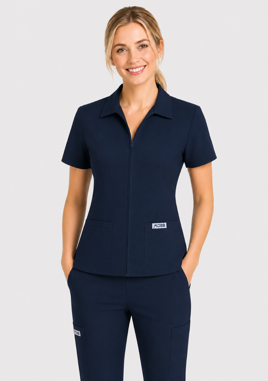 202T Zipper Front Ladies Work Top