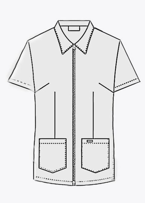 202T Zipper Front Ladies Work Top