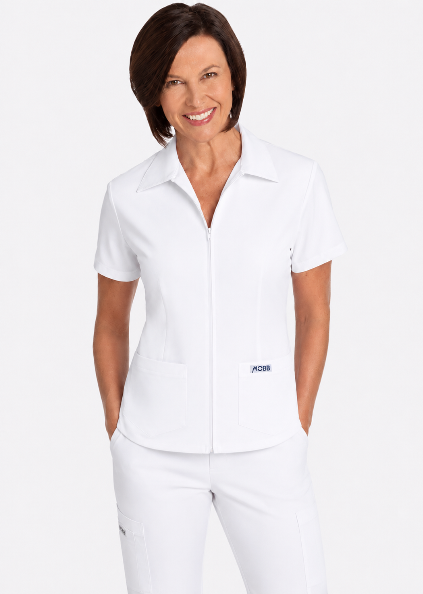 202T Zipper Front Ladies Work Top