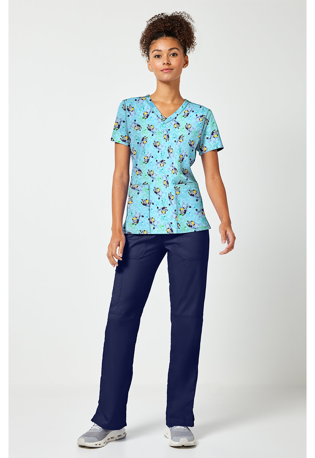 TF796 Print V-Neck Top Bluey Zone