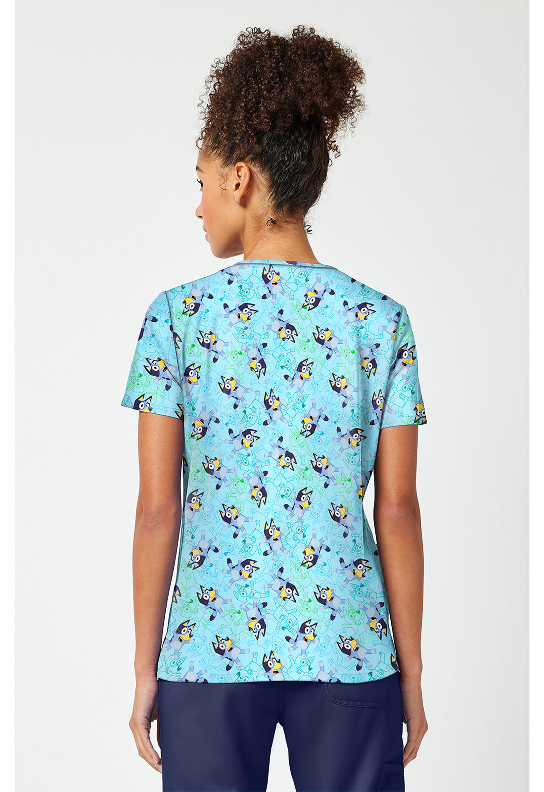 TF796 Print V-Neck Top Bluey Zone