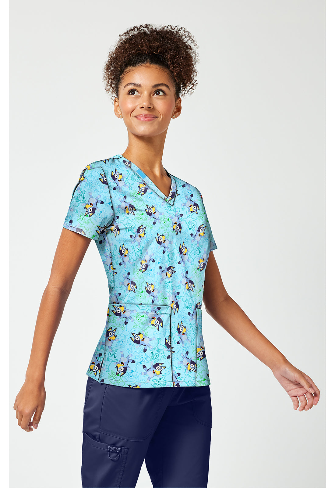 TF796 Print V-Neck Top Bluey Zone
