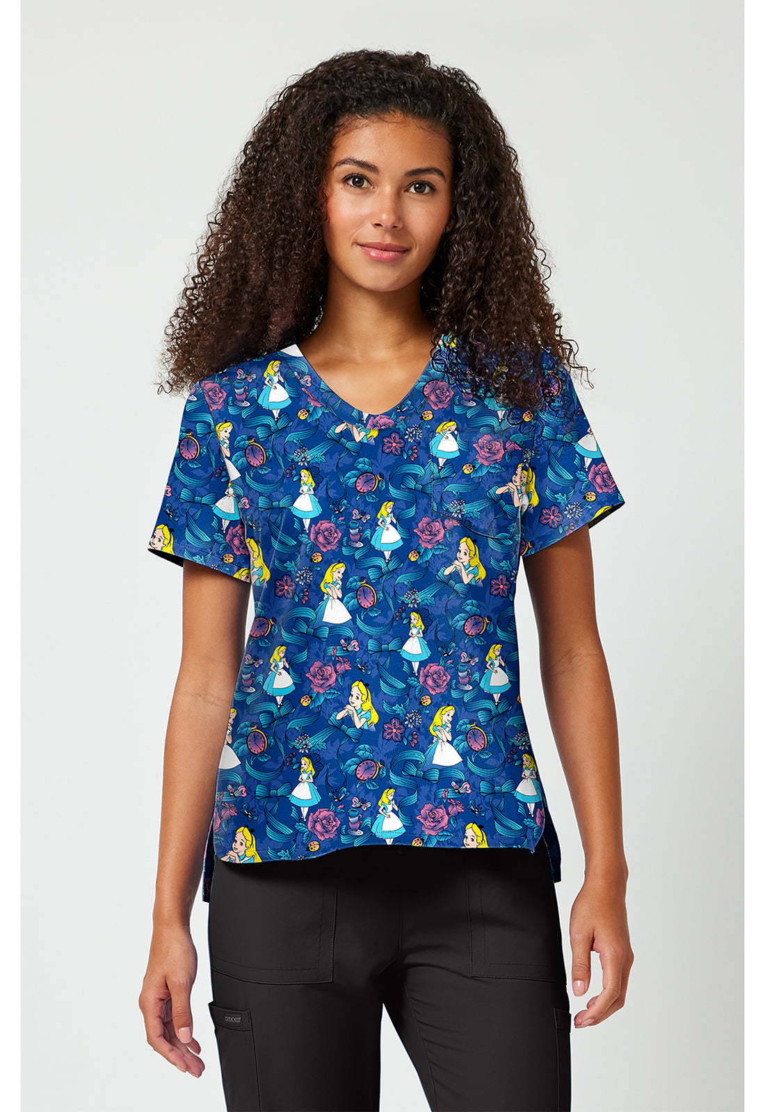 TF797 Print V-Neck Top Bow-tanical