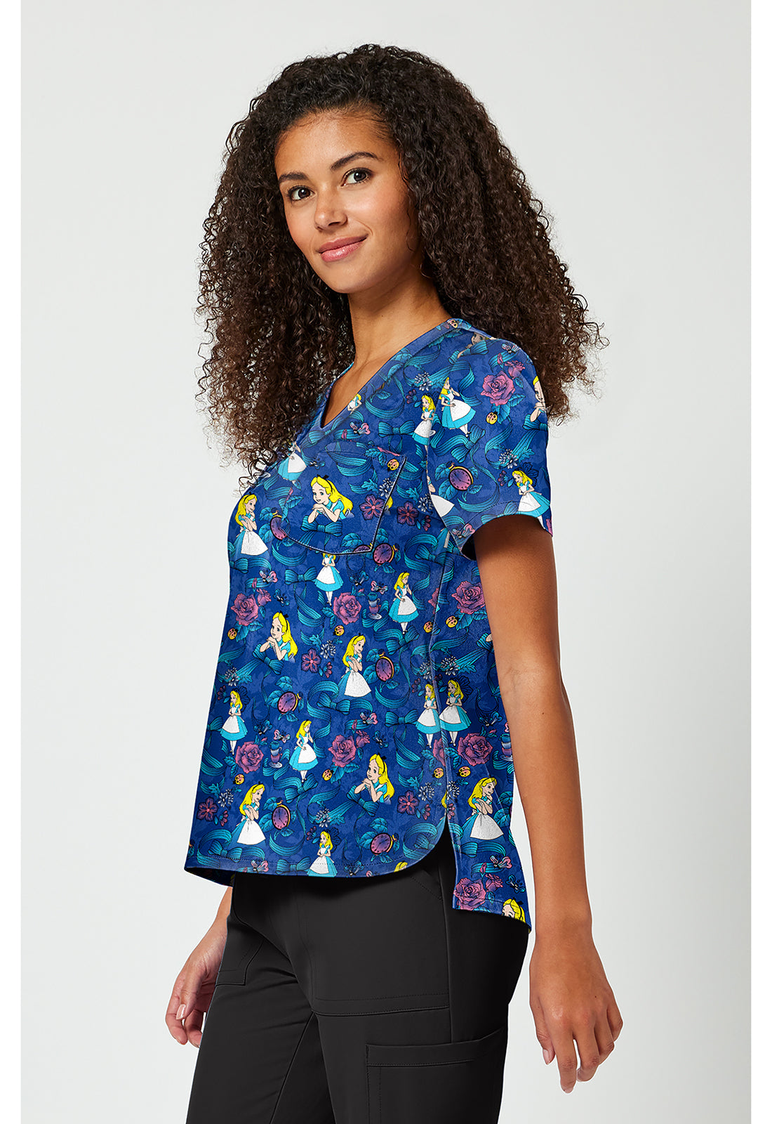 TF797 Print V-Neck Top Bow-tanical