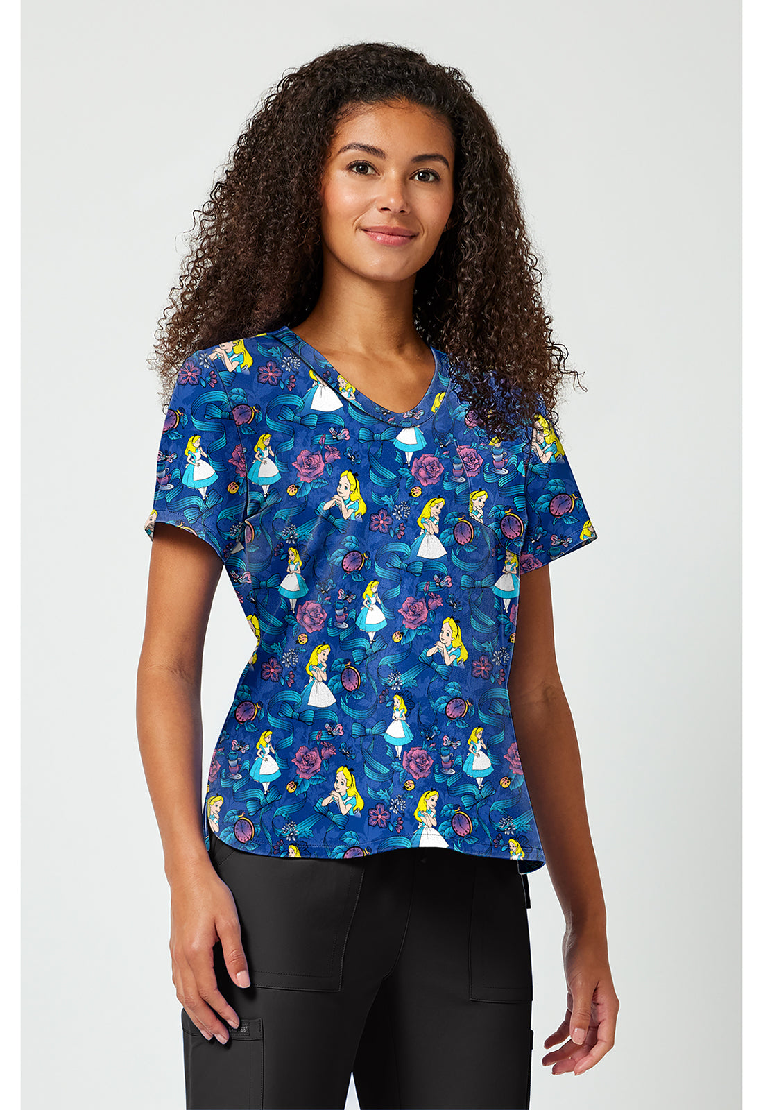 TF797 Print V-Neck Top Bow-tanical