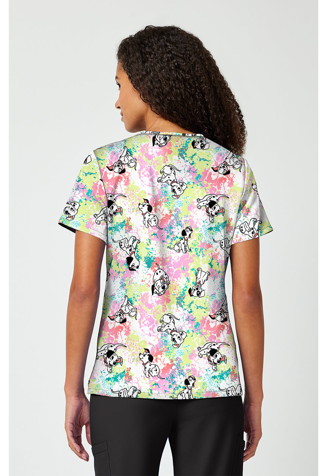 TF797 Print V-Neck Top Puppy Pile