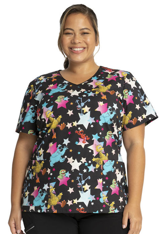 Picture of TF659 - V-Neck Print Top