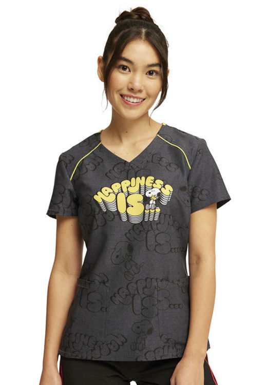 Picture of CK713 - Rounded V-Neck Print Top