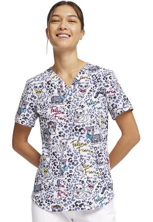 Picture of CK662 - V-Neck Print Top