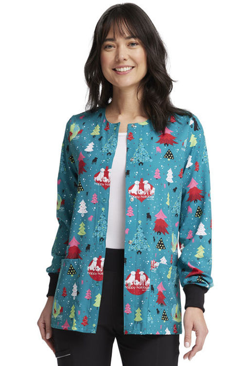 Picture of CK321 - Snap Front Print Warm-up Jacket