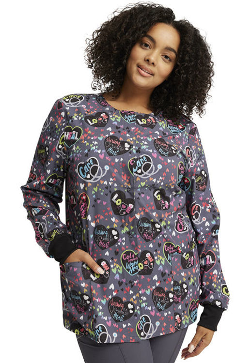 Picture of CK321 - Snap Front Print Warm-up Jacket