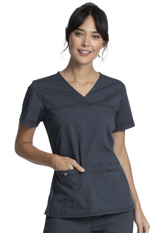 Picture of WW2968 - V-Neck Knit Panel Top