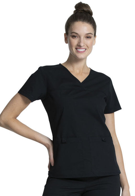 Picture of WW2968 - V-Neck Knit Panel Top
