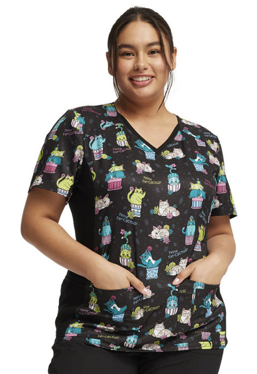 Picture of CK636 - V-Neck Knit Panel Top