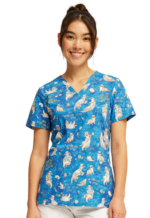 Picture of CK651 - V-Neck Print Top