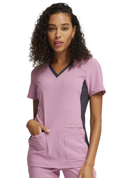 Picture of CK605 - V-Neck Knit Panel Top