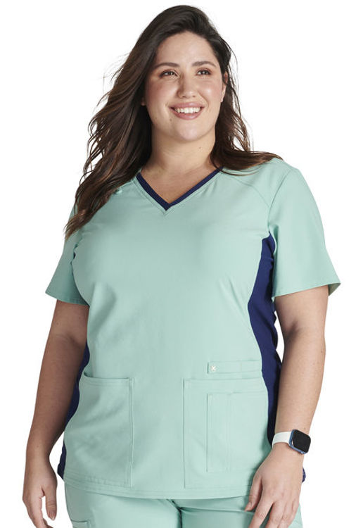 Picture of CK605 - V-Neck Knit Panel Top