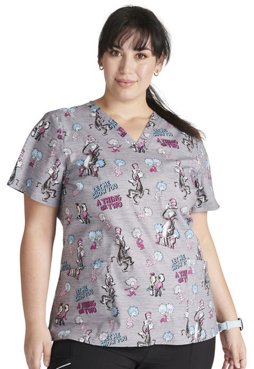Picture of TF738 - V-Neck Print Top