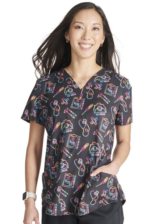 Picture of CK662 - V-Neck Print Top