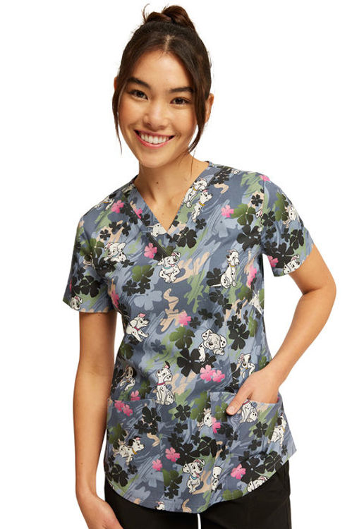 Picture of TF736 - V-Neck Print Top