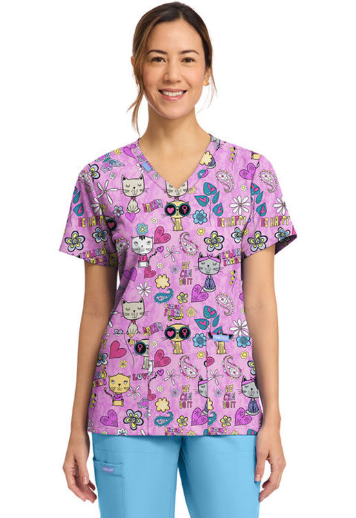 Picture of CK856 - Women's Print V-Neck Top