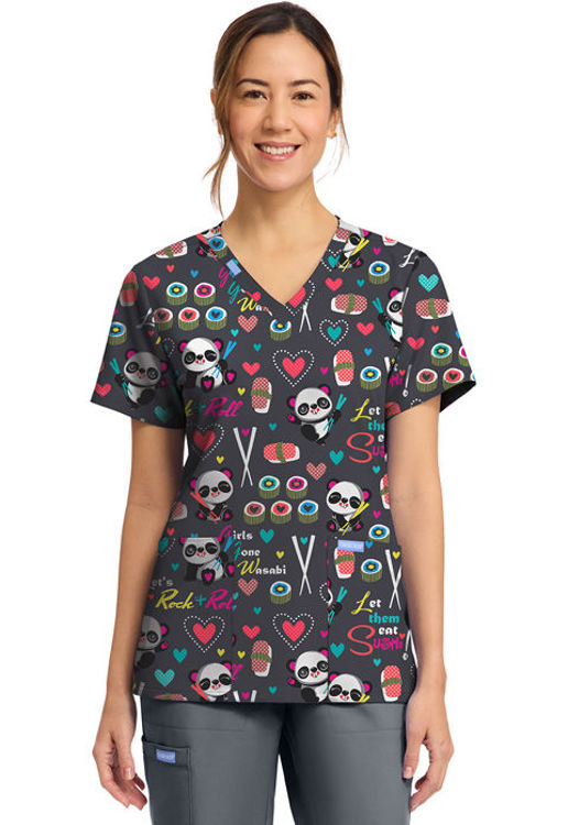 Picture of CK856 - Women's Print V-Neck Top