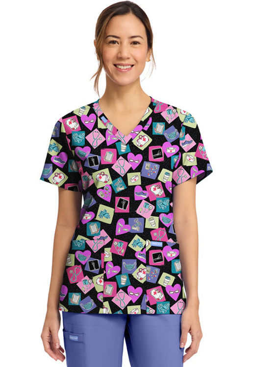 Picture of CK856 - Women's Print V-Neck Top